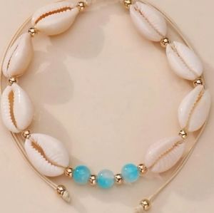 Turquoise Beaded Sea Shell Ankle Bracelet